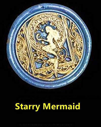 Starry Mermaid Wax Sealing Stamp with Removable Brass Head Wooden Handle - Retro Vintage Animal Sealing Wax Stamp for Letter Cards Invitations - size: Starry Mermaid