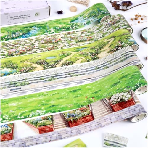 6 Rolls PET Tape Stickers for Journaling and Scrapbooking - style: 6 Rolls PET Tape Landscape Road Stickers