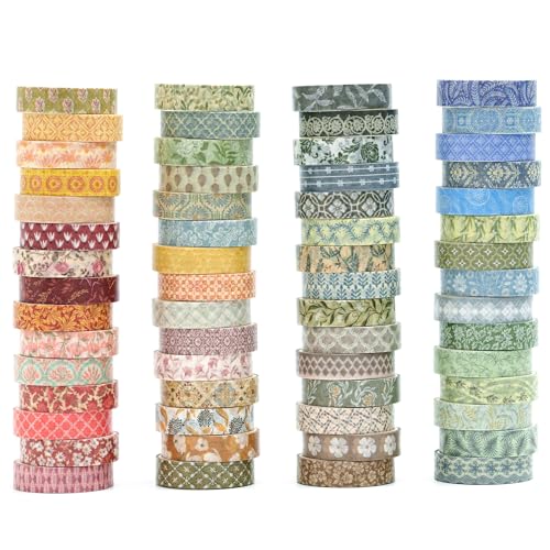 Basic Patterns Washi Tape Set 60 Rolls Geometric Elegance Decorative Skinny Masking Tapes for Arts, DIY Crafts, Journals, Planners, Scrapbook, Wrapping (Bygone Days) - color: Bygone Days
