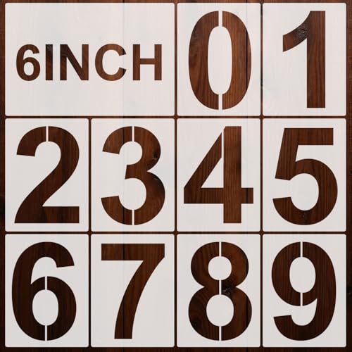 Number Stencils for Painting, 10 Pcs 6 Inch for Cakes Wood Signs Crafts - color: Number 6"
