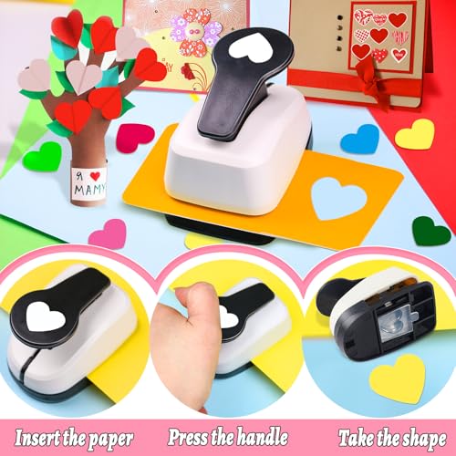 Heart Hole Punch, Heart Punches for Paper Crafts, 3/8+5/8+1+1.5+2 in Punch - size: 5 Pack, 3/8+5/8+1+1.5+2 in