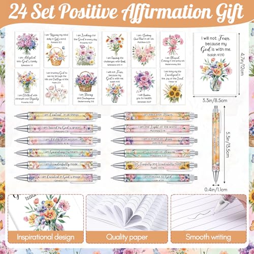 Mooliwe 48 Pcs Affirmation Notebooks Pens Bulk Gifts, Gratitude,Christian | Small Bags Included, Motivational Notepads for Women, Daily Affirmations Journal, Stress Relief Self-care, Employee Rewards - style: Christian