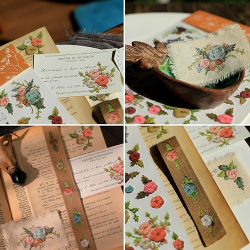 CATaireen Rub on Transfers for Crafts Vintage Scrapbooking Stickers Small Decals Adults Journaling DIY Supplies Use for Fabric Paper Wood Stone Canvas Acrylic Cloth (Art Collage) - style: Art Collage