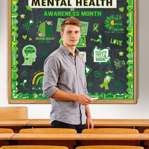 Mental Health Classroom Decorations - Mental Health Awareness Bulletin Board Decorations Motivational Positive Saying Paper Cutouts Bulletin Board Decor School Office Wall Decor Supplies - color: Mental Health