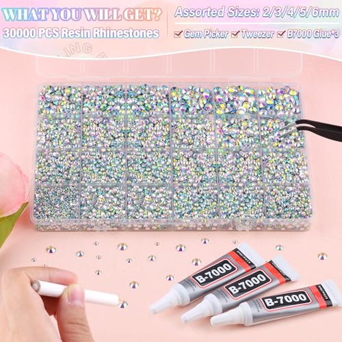 BELLEBOOST 36000Pcs Crystal AB Rhinestones Bedazzling Kit - color: AB 2-6mm, size: Large Pack with Glue