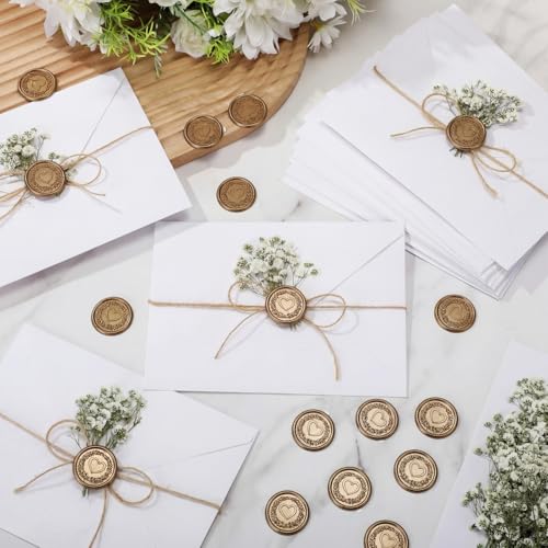 Dunzoom 50 Sets Wedding Invitations Wraps Set Envelopes, Classic, White - color: White, style: Classic