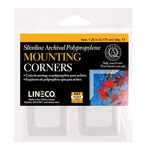 Lineco 1.25" Slimline Polypropylene Mounting Corners, 72 PCS