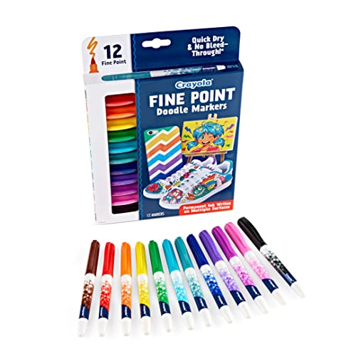 Crayola Fine Point Markers (12ct), No Bleed Fine Tip Markers for Adult Coloring, Art Marker Set, Calligraphy & Drawing Art Supplies - style: Fine Point