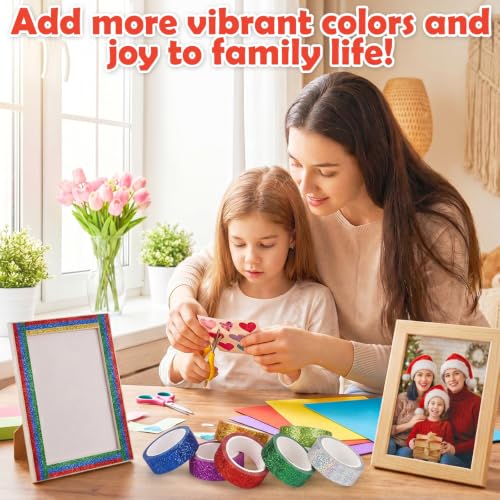 TIESOME 12 Rolls Glitter Washi Tape Set,15mm Macaron Colored Masking Tape, - style: Style3