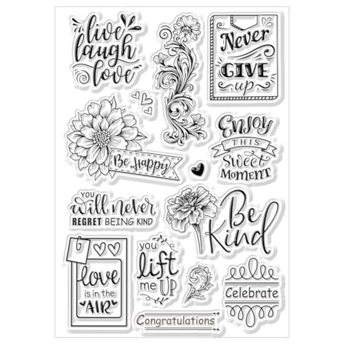 CHGCRAFT Flowers Blessings Clear Stamps Plants Transparent Stamps Silicone Clear Stamp Seals for DIY Scrapbooking Photo Album Decoration, 4.3x6.3 inch - style: Flowers Blessings