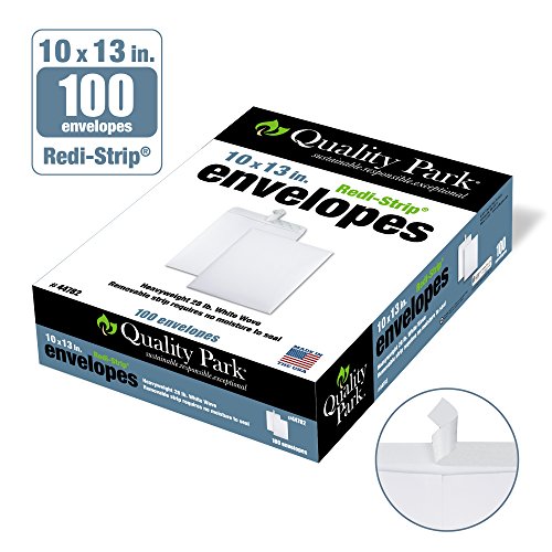 Quality Park 10 x 13 Catalog Envelopes, 100 Pack, Catalog-Style with Self Seal Closure, Heavyweight 28 lb Paper, Self Sealing Envelopes for Mailing, Filing and Organizing, White - color: White, size: 10 x 13 inches