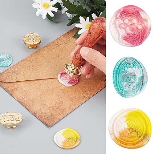 CRASPIRE Dog Paw Wax Seal Stamp Paw Print Vintage Sealing Wax Stamps Pawprint Retro 25mm Removable Brass Stamp Head with Wood Handle for Wedding Invitations Envelopes Halloween Christmas
