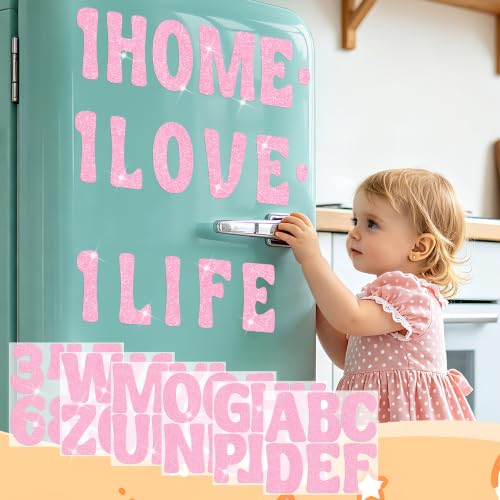 Bulletin Board Letters 74 PCS Glitter Letter Stickers Large 5 Inch, Pink - color: Pink, size: 5 Inch