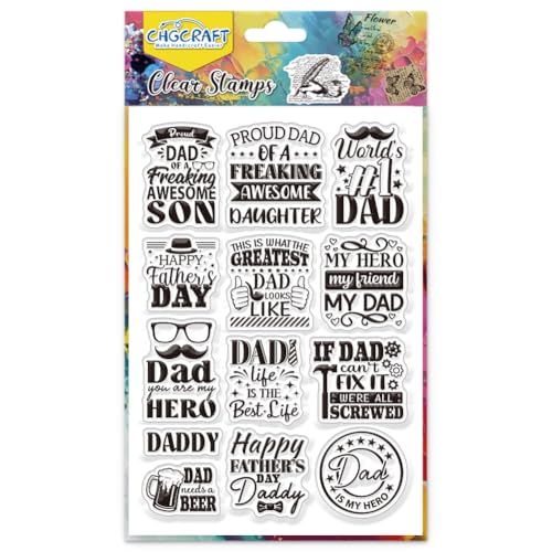 CHGCRAFT Father's Day Clear Stamps Wishes Words Transparent Stamp Silicone Clear Stamp Seals for DIY Scrapbooking Journaling Photo Album Decorative Card Making - style: Father's Day Wishes Words