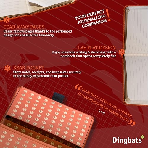 Dingbats - Wildlife Lined Pocket Notebook, Orange Tiger, A6 - Hardcover - Cream 100gsm Ink-Proof Paper - Includes Pocket, Elastic Closure & Bookmark - color: Orange Tiger, style: Lined