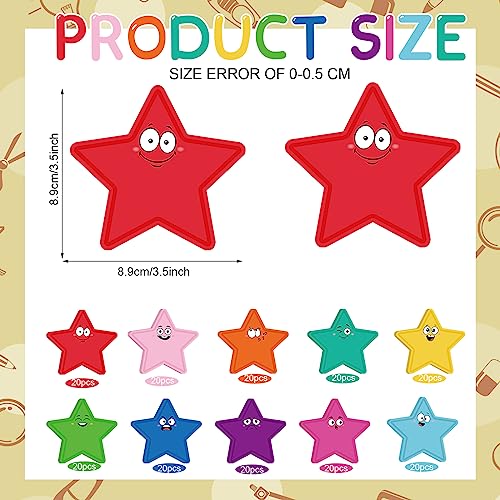Eaasty 200 Pcs Star Cutouts Paper Star Bulletin Board Cut Out for Classroom Decoration Assorted Color Star Shape Die Cut Accents for Kids Teacher DIY Craft Project Spring Summer Theme School Party