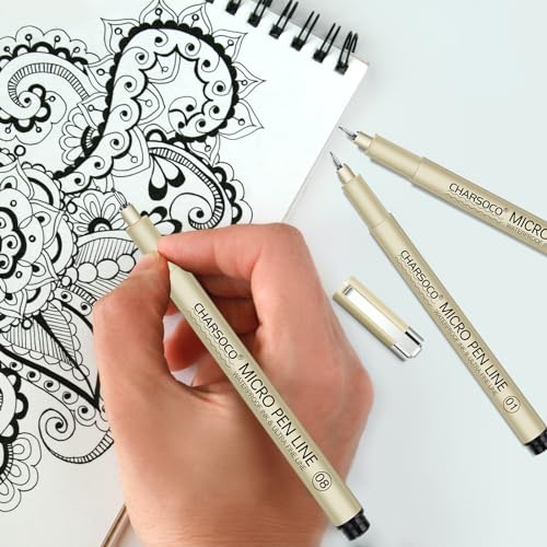2 Micro Pen, 6 Pack Black Fine Point Pen with Waterproof Archival Ink, 2mm Fineliner Ink Pens for Artist Illustration, Sketching, Anime, Manga, Technical Drawing and Scrapbooking - color: Black
