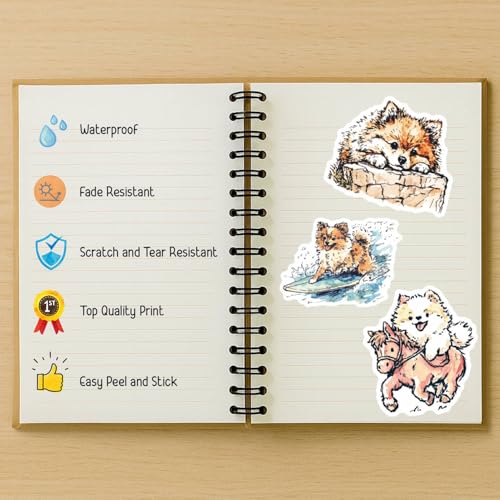 100 PCS Pomeranian Stickers Pack – Waterproof Dog Decals for Water Bottles, Laptops, Phones, Notebook, Cars – Cool Vibrant Graphics for Pomeranian Enthusiast - color: Pomeranian