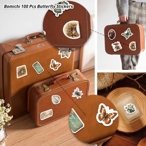 100 Pcs Vintage Insects Botany Forest Theme Vinyl Stickers - style: Butterfly-1