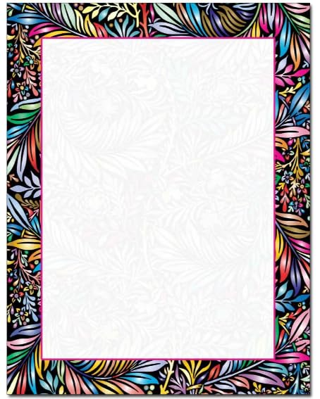 Vibrant Leaves Letterhead, 100 Pack - 8.5 x 11 inches, DIY Printing, Laser & Inkjet Printer/Copier Compatible - size: 100 Pack, style: Vibrant Leaves
