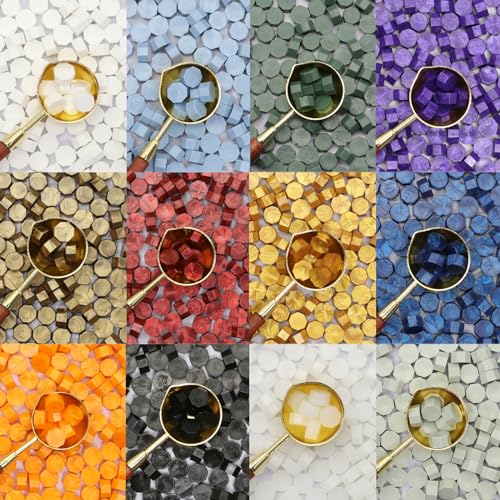 Wax Seal Beads Kit - 300pcs Dusty Blue Sealing Wax Beads with Wood Melting Warmer, Spoon & 10 Mini Candles for Stamp Seals, Wedding Invitation, Envelope, Cards, Gift Wrapping Decorations - color: Dusty Blue