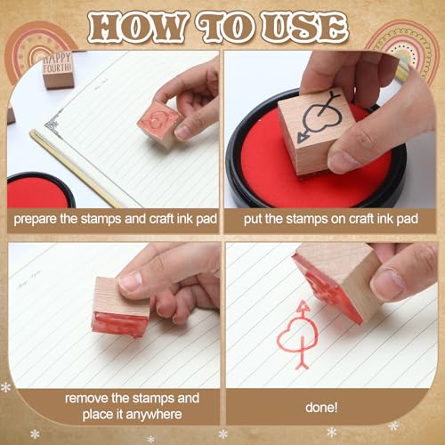MotiMind 18 Pcs All Holiday Wood Stamps Set Wooden Rubber Holiday Stamps for Card Making Decoration and Scrapbooking Supplies