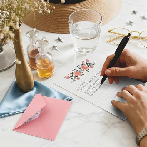 37 Pcs Stationery Paper Envelopes Set | Includes 24 Writing Paper & 12 Envelopes & 48 Stickers, Floral Letter Stationary Set for Wedding Invitations (6 Style) - color: Warm Floral