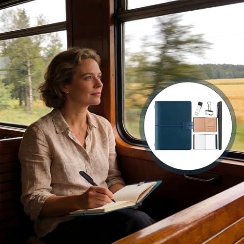 Thenshop Leather Travel Notebook 3 Inserts, Blue, Passport Size - color: Blue, size: Passport Size