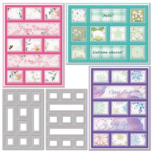 GLOBLELAND Grid Square Background Cutting Dies for Card Making Frame Background Die Cuts Carbon Steel Embossing Stencils Template for DIY Scrapbooking Album Craft Decor - style: Grid