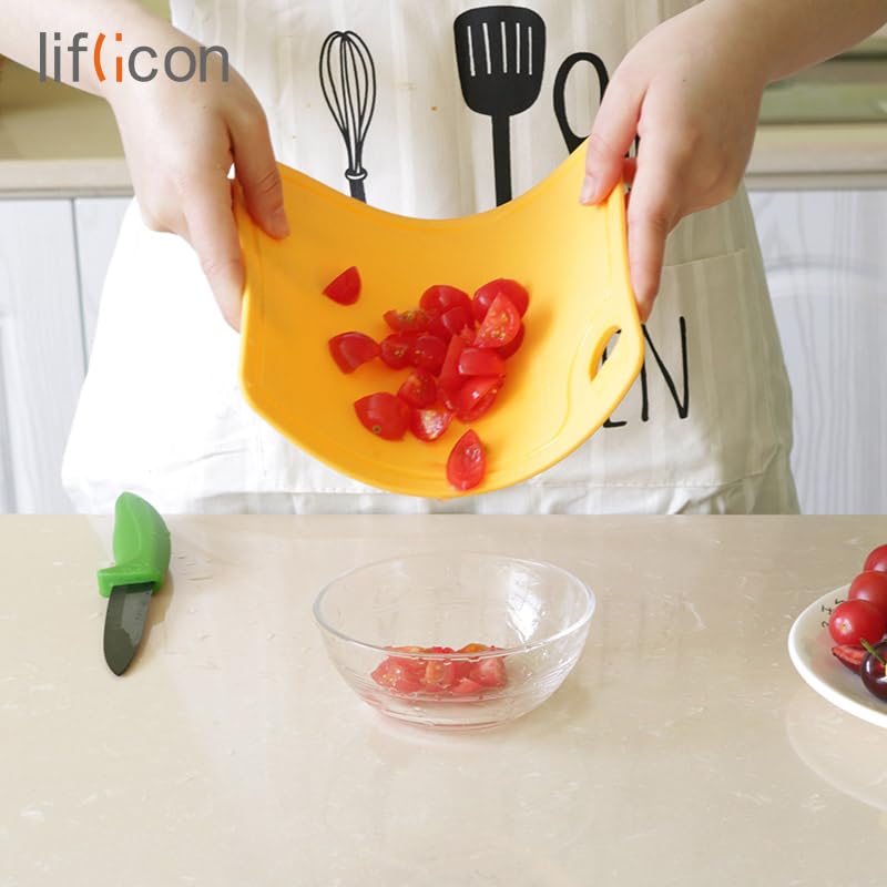 Liflicon Thick Silicone Cutting Boards for Kitchen Silicone Chopping Boards/Mats Set of 2 Extra Large14.6''x10.43'', Mini 9.1”x7.1” Non-slip Deep Drip Juice Groove, Dishwasher Safe-Yellow - color: Yellow, size: 9.1"L x 7.1"W & 14.6"L x 10.4"W