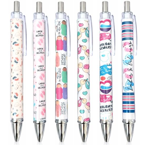6PC Labor & Delivery Pens Maternity Medical Assistant Accessories Hospital Clinic Pen Appreciation Gifts For NICU Nurses Sonographer Birthday Specialist Swaddle Expert OB OBGYN Midwives Nursery Staff - style: Labor & Delivery