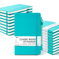 feela 18 Pack Journal Notebook for Work, Business Notebook Bulk Hardcover Lined Writing Journal with Pen Holder for Men Women Note Taking, with 18 Black Pens, 120 GSM, 5.1”x8.3”, A5, Emerald - color: 18 Emerald
