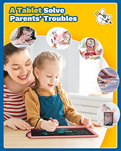 TEKFUN Toys 12" LCD Writing Tablet for Girls Ages 3–8, Cute Doodle Board Kids Love, Mess-Free Drawing Tablet for Creative Play, Great Christmas Birthday Gift for 4 5 6 7 8 Year Old Girs Pink - color: Pink, size: 12 Inch