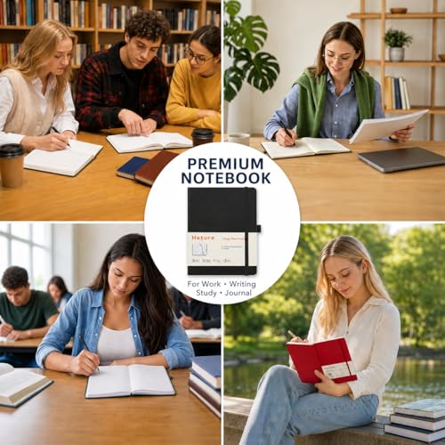 Heture Hardcover Notebooks, A5 Lined Journals Notebook for Writing 160 Pages, 8.2 x 5.5 inch, Black Colors Classic Ruled Notebooks for College/Work/Travel (Black, 10 Pack) - color: Black, size: 10 Pack