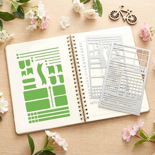 Ymapinc Metal Stencils for Journaling, 2pcs Calendar Stencil for Planner
