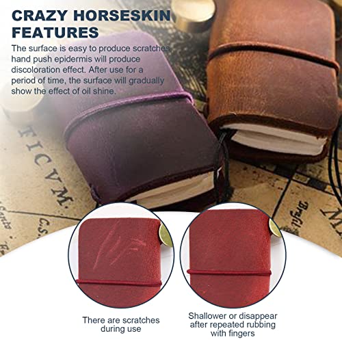 Yitexin 3 Colors Mini Size with Leather Cover and Strap, Refillable Personalized Tiny Travel Journal 1.9 x 1.3in(4.8 x 3.2cm), Blank Pocket Diary (Blue, Red, Purple)