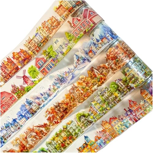 TIAMECH 6 Rolls Nordic Town Season Warm Busting PET Tapes - color: Nordic Town