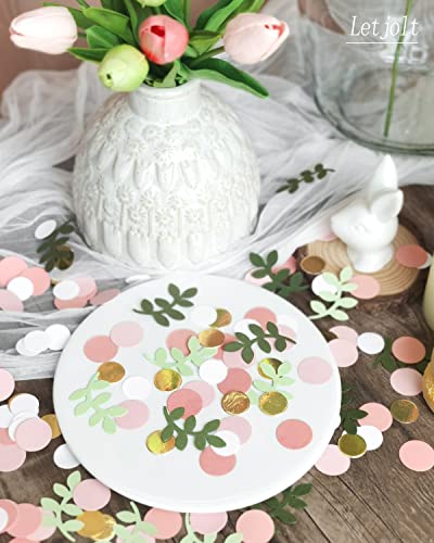 Letjolt Baby Shower Confetti Golden Pink Greenery Scatter 210 Pcs - color: Pink