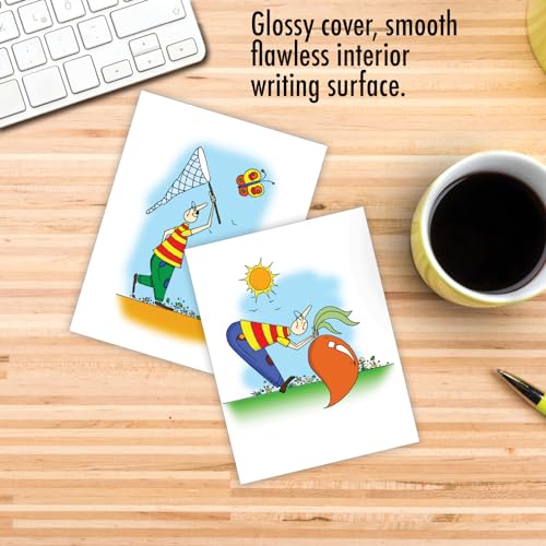 The Best Card Company 20 Assorted Blank Notes Bulk Box Set 4 x 5.12 Inch with Envelopes (10 Designs, 2 Each) Children Drawing Style - Childhood Dreams AM10688OCB-B2x10 - style: Childhood Dreams