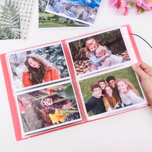 2 Pack Large Sticker Photo Storage Album, Stamp & Cutting Dies Storage Book Organizer Folder for Cards Storage DIY Scrapbooking Card Making Supplies 20 Pages 80 Pockets/Pack (Clear + Purple) - color: Red + Purple