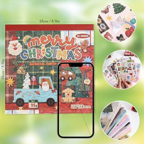600+ PCS Cute Christmas Scrapbook Sticker Book, Holiday Decor & Ins Little Object Theme Stickers, Art Scrapbook Supplies for Adults Teens Women Girls Junk Journaling Planner Crafts - style: Christmas Style