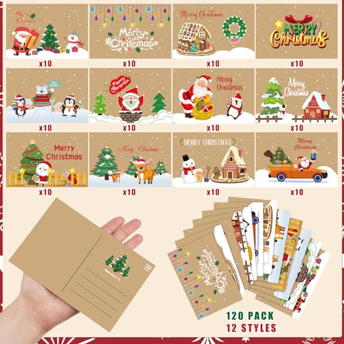 Kosiz 120 Pcs Snowman Christmas Cards Bulk 4 x 6 Inch - style: Snowman Christmas