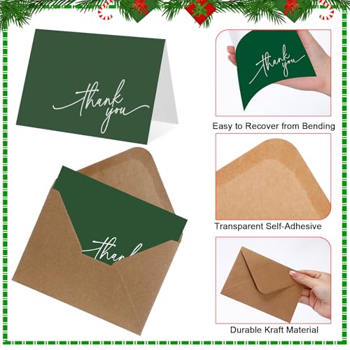 Gueevin 200 Pcs Thank You Cards with Envelopes Stickers, 3.5x5", Red, Green - color: Wine Red, Dark Green