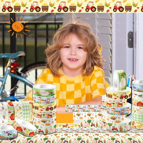 12 Pcs Farm Animals Washi Tape Set - Adorable Animal Patterned Decorative Masking Tape for Scrapbooking, Planner DIY, Craft Projects & Gift Wrapping