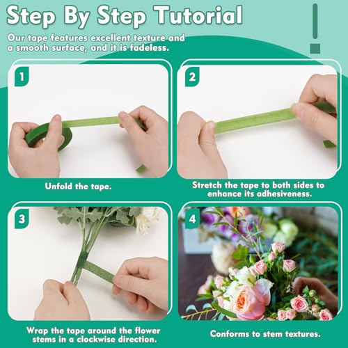 Floral Tape, 1/2inch White Flower Tape for Bouquet Floral Crafts | Flexible And Easy to Tear Floral Tape for Fresh Flowers, Stem Wrapping, Floral Arranging, Corsages And Wedding Bouquets - color: White