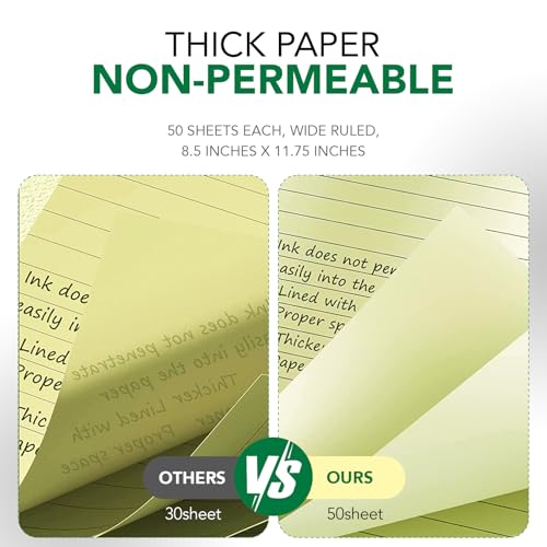KAISA Yellow Legal Pads 12 pads 600 Sheets 8.5"x14" Writing Pads Recycled Paper 8.5"x14" Wide Ruled Lined Paper Perforated 50 sheets Hard Back Notepads Large Legal Pad Writing Tablet Canary For Office Supplies (Canary 12pads) - color: Canary 12pad, size: