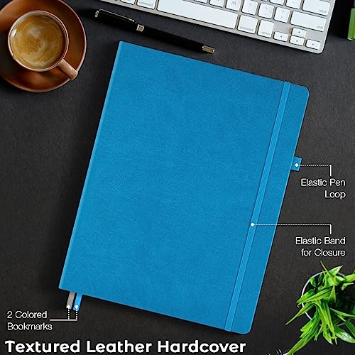 College Ruled Notebook, Hardcover Leather Journal for Women Men, 8.5" x 11" - color: Navy, size: A4 College Ruled