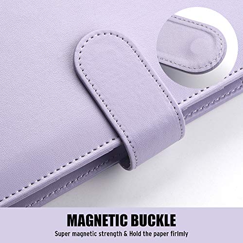 Sooez A5 Notebook Photocard Binder, 6 Ring Planner, Stylish Loose Leaf Personal Organizer Cover with Magnetic Buckle, PU Leather Binder Women with Soft Colors (Yellow) - color: Yellow, size: A5