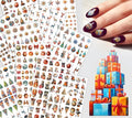 Nail Decals [10 Sheets] Christmas Holiday Nail Stickers Set Festive Ornaments Gifts Stars Reindeer Snowflakes Trees Birds Cozy Seasonal Illustrations Rich Colorful Variety for Joyful Manicure Design - color: Quinque