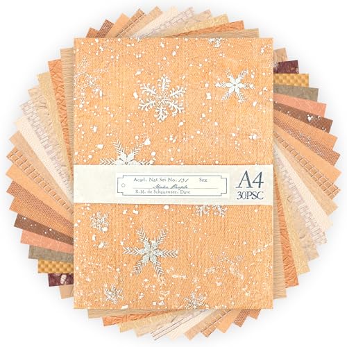 30 Pcs Large A4 Handmade Textured Scrapbook Paper Mesh Journaling Supplies